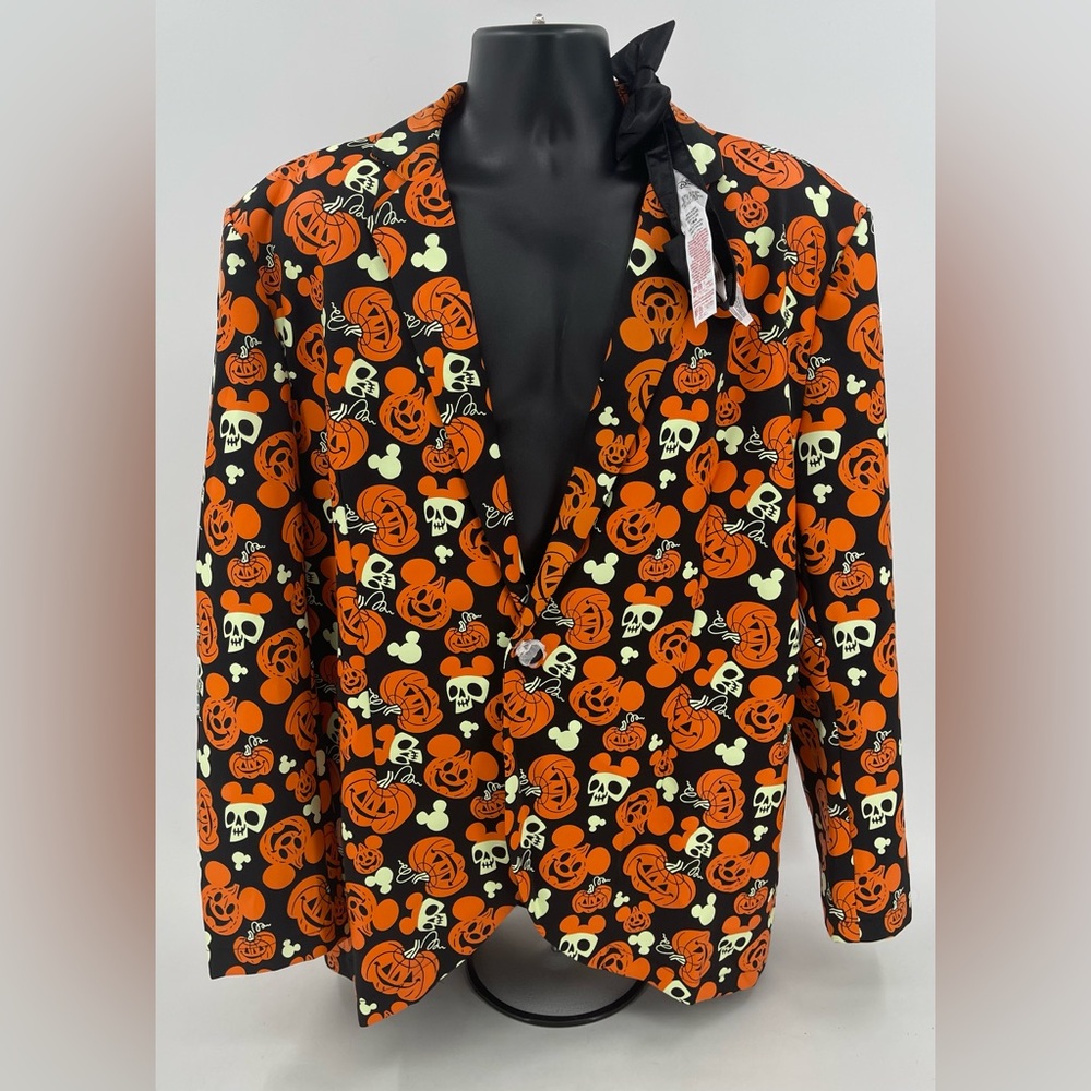 Mickey Mouse Pumpkin Disney Party‎ Halloween Glow Blazer Light Up Tie L\XL New